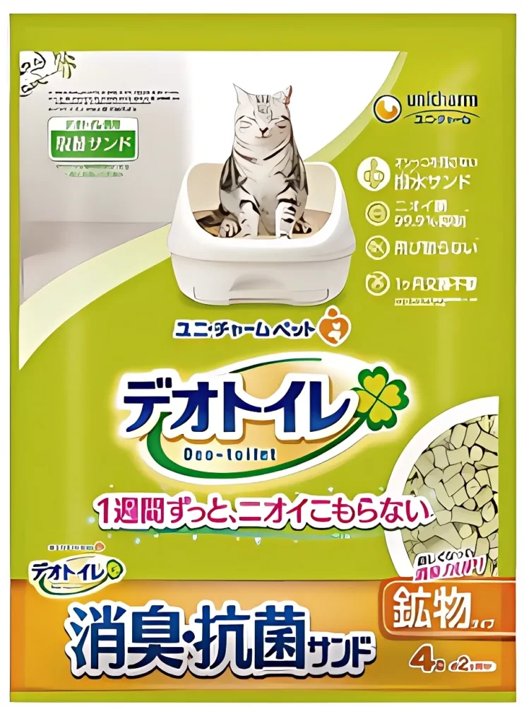 Unicharm Deo Toilet Cat Litter - Deodorizing & Antibacterial Mineral Sand, 4L
